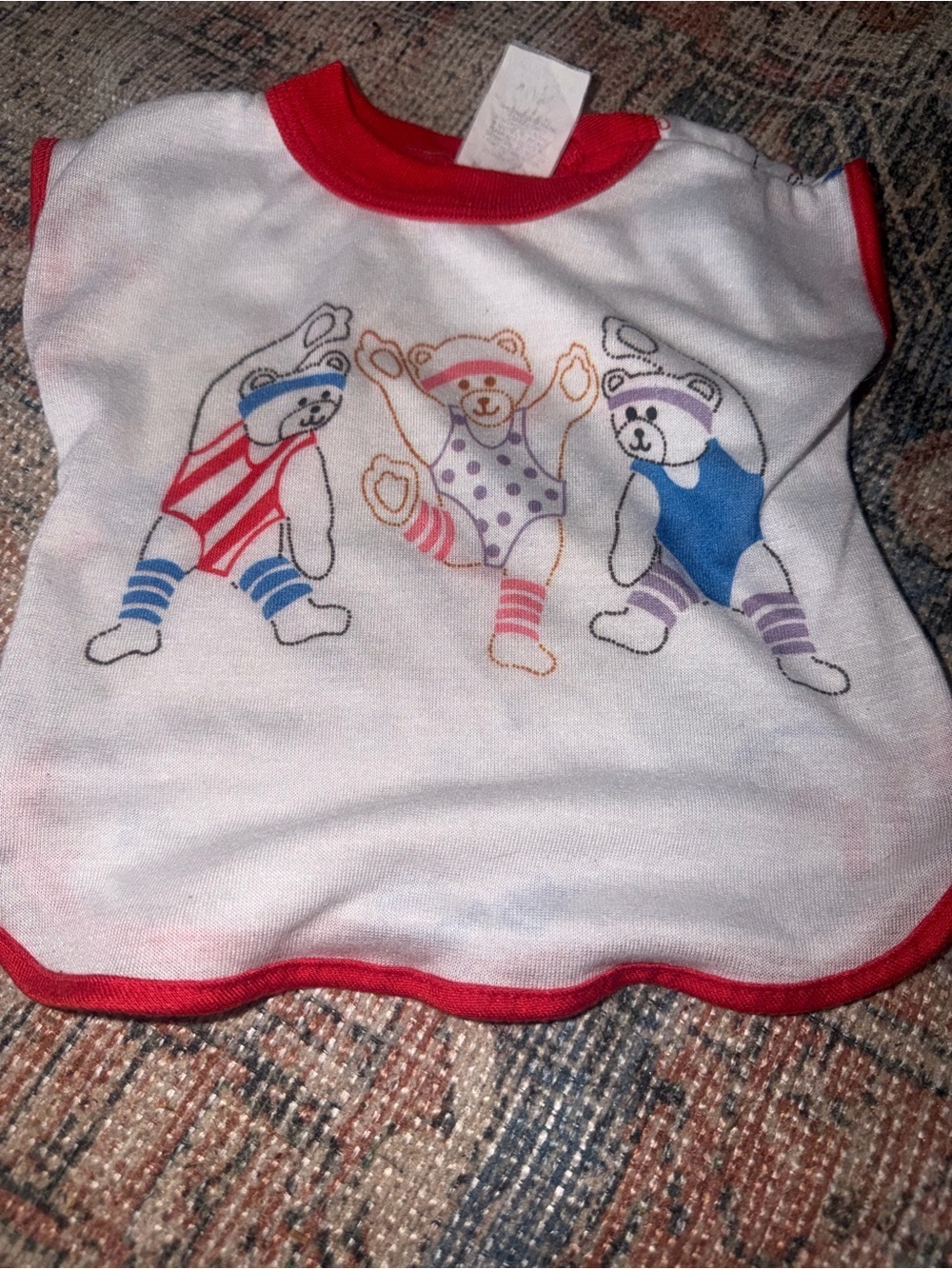 Work Out Bears Red Bates Jama Toy Doll Nightgown Dress 1980s Toy Doll Size
